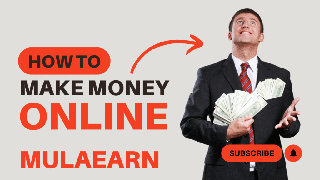 MulaEarn online earning platform showing digital tasks, money-making opportunities, referrals, and mobile earnings.